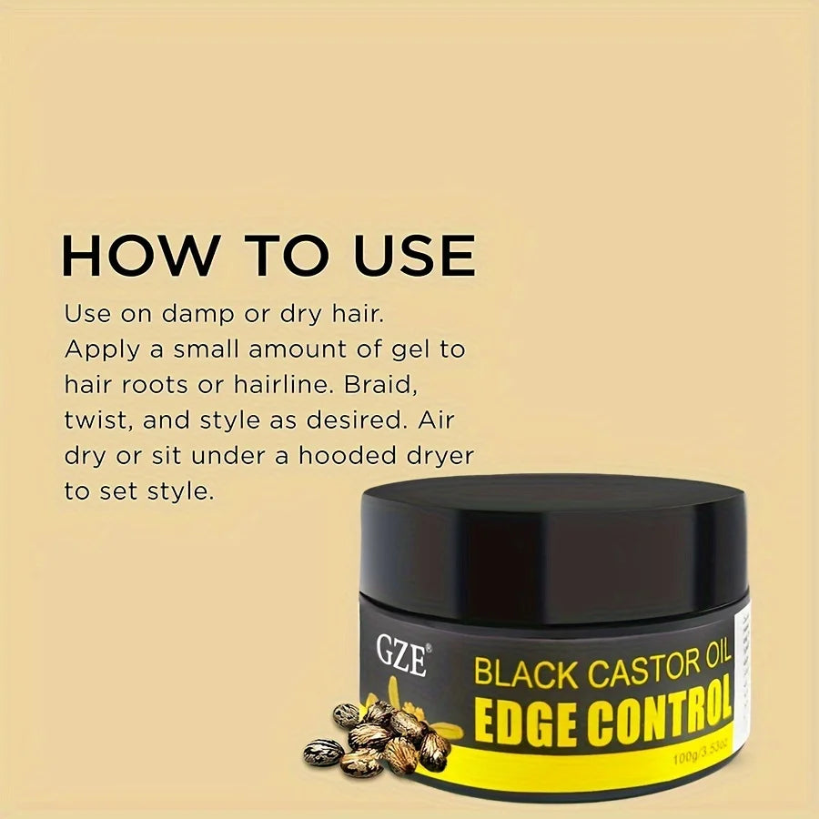GZE Castor Extra Hold Braid, Loc, Twist Gel, Tames Frizz & Edges, Coconut Oil Edge Control