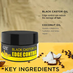 GZE Castor Extra Hold Braid, Loc, Twist Gel, Tames Frizz & Edges, Coconut Oil Edge Control